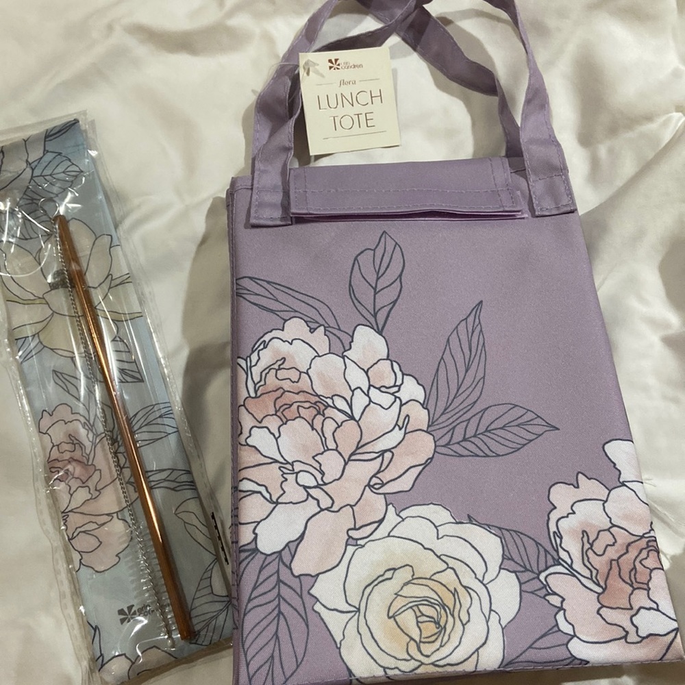 Erin Condren NWT lunch tote and reusable straw